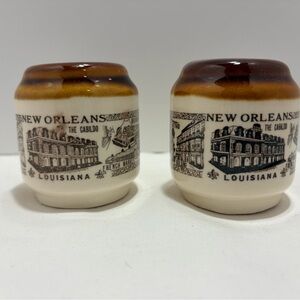 New Orleans Ceramic Salt and Pepper Shakers - Brown and Cream